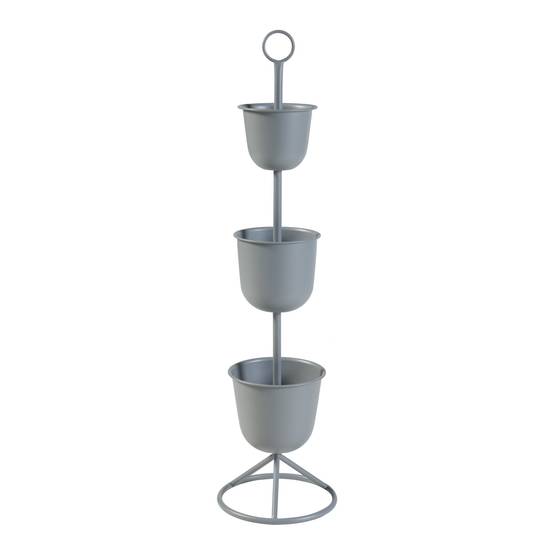 Helloshop26 - Porte-plantes style intemportel support 110 x 28 cm 3 cache-pots gris - Image 1