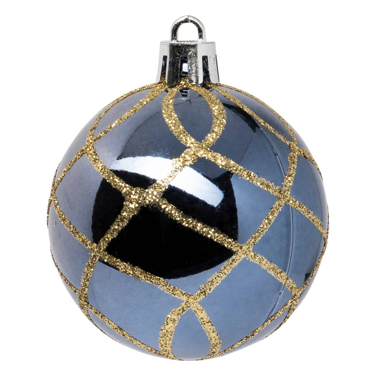 Fééric Lights & Christmas - Boules de Noël "Colorama de Noël" lot de 25 en plastique recyclé D6cm bleu doré - Atmosphera Créateur d'intérieur - Imagen 6