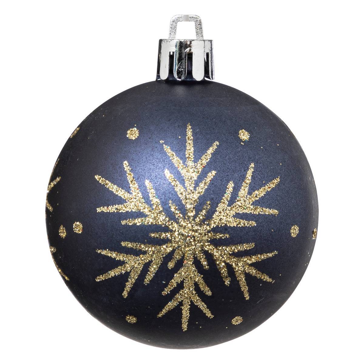 Fééric Lights & Christmas - Boules de Noël "Colorama de Noël" lot de 25 en plastique recyclé D6cm bleu doré - Atmosphera Créateur d'intérieur - Imagen 2