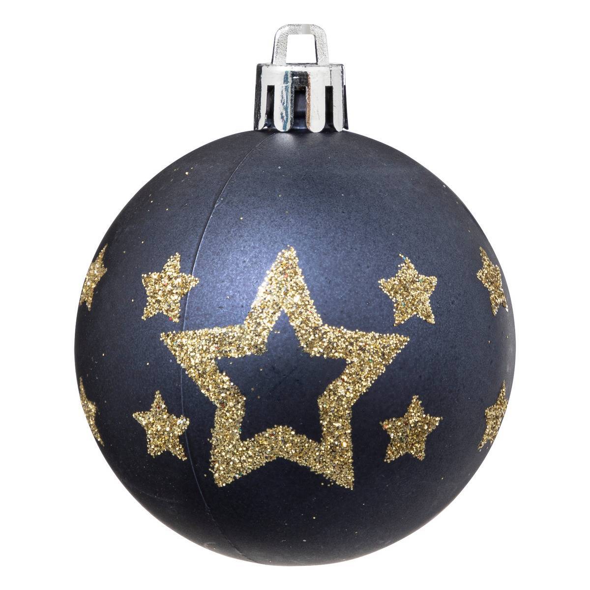 Fééric Lights & Christmas - Boules de Noël "Colorama de Noël" lot de 25 en plastique recyclé D6cm bleu doré - Atmosphera Créateur d'intérieur - Imagen 3