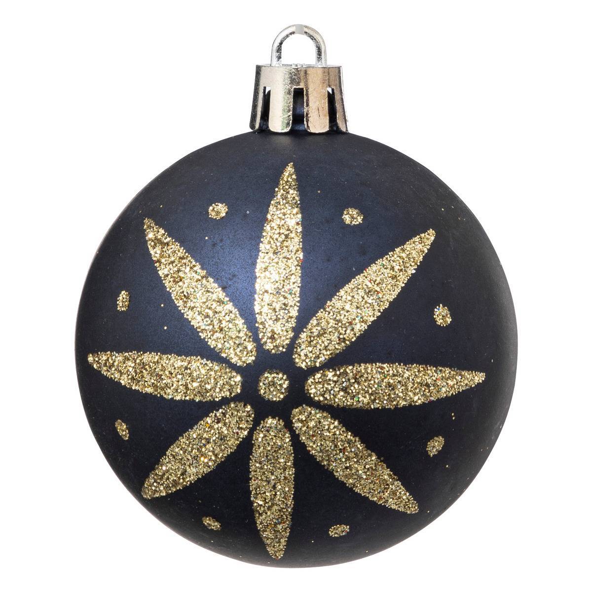 Fééric Lights & Christmas - Boules de Noël "Colorama de Noël" lot de 25 en plastique recyclé D6cm bleu doré - Atmosphera Créateur d'intérieur - Imagen 5