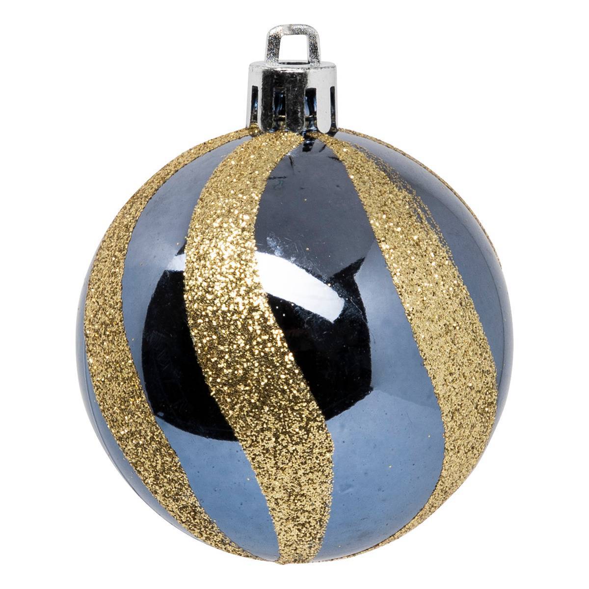Fééric Lights & Christmas - Boules de Noël "Colorama de Noël" lot de 25 en plastique recyclé D6cm bleu doré - Atmosphera Créateur d'intérieur - Imagen 4
