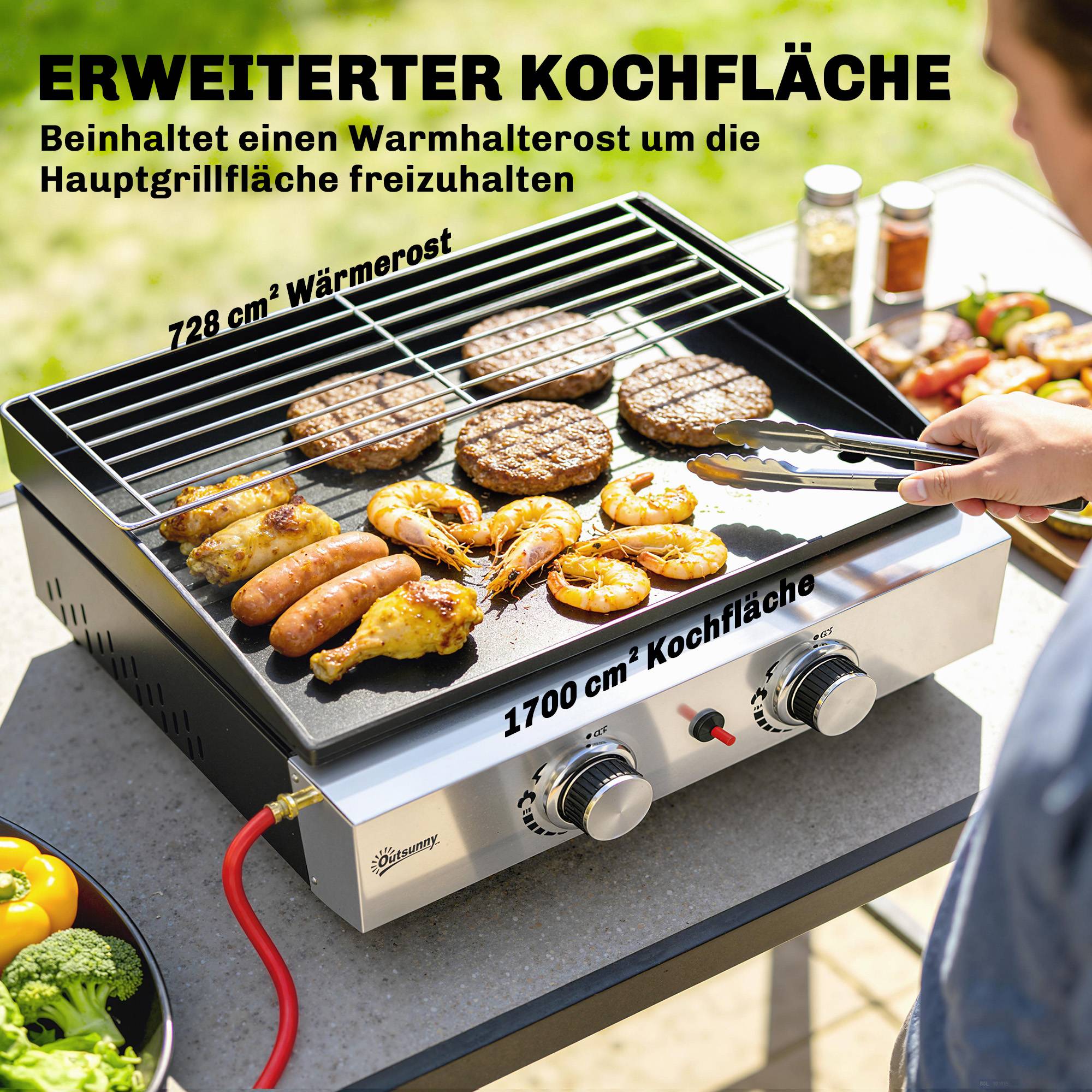 Barbecue à gaz de table acier noir 51.5 x 44 x 21 cm - PANGIVO - Image 7