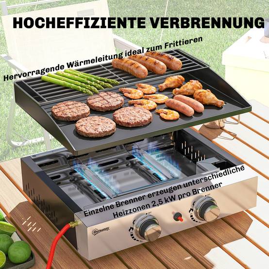 Barbecue à gaz de table acier noir 51.5 x 44 x 21 cm - PANGIVO - Image 6