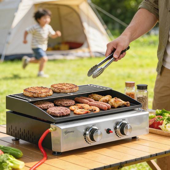 Barbecue à gaz de table acier noir 51.5 x 44 x 21 cm - PANGIVO - Image 4