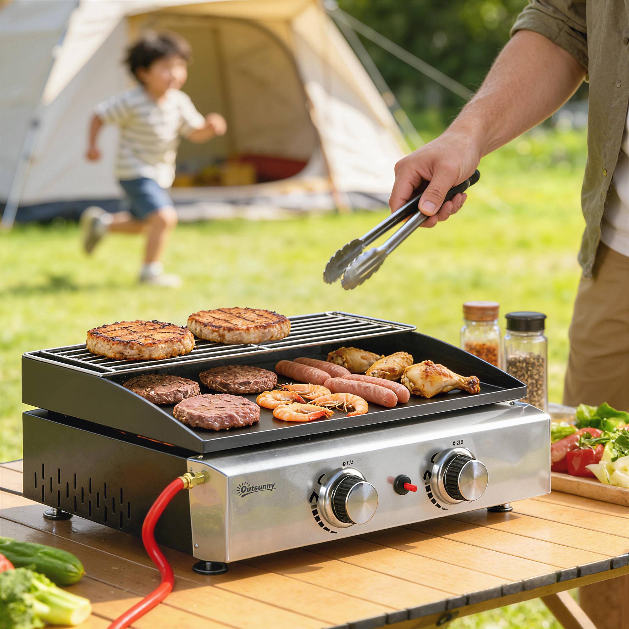 Barbecue à gaz de table acier noir 51.5 x 44 x 21 cm - PANGIVO - Image 4