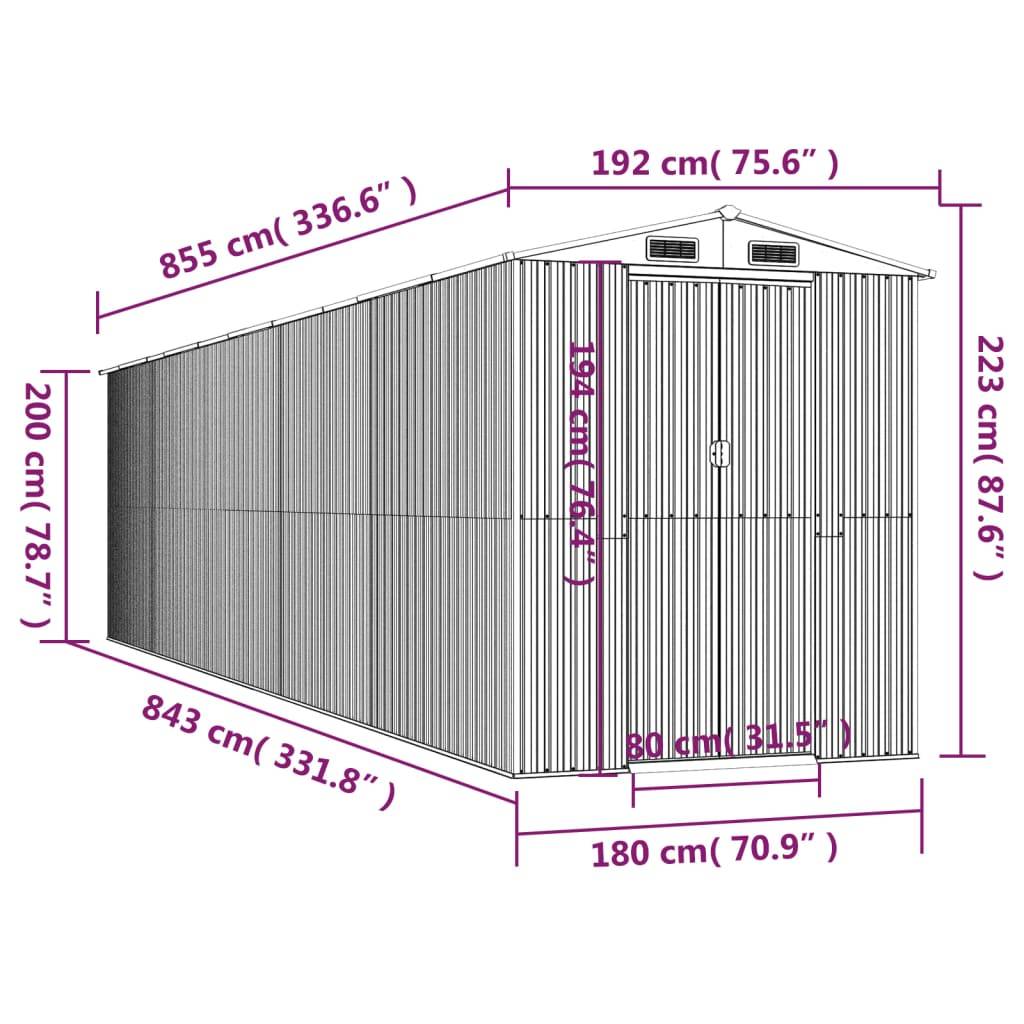 PANGIVO - Abri de jardin avec porte coulissante - Acier galvanisé - Anthracite 192x855x223 cm - Surface au sol 16,42m² - PANGIVO - Image 8