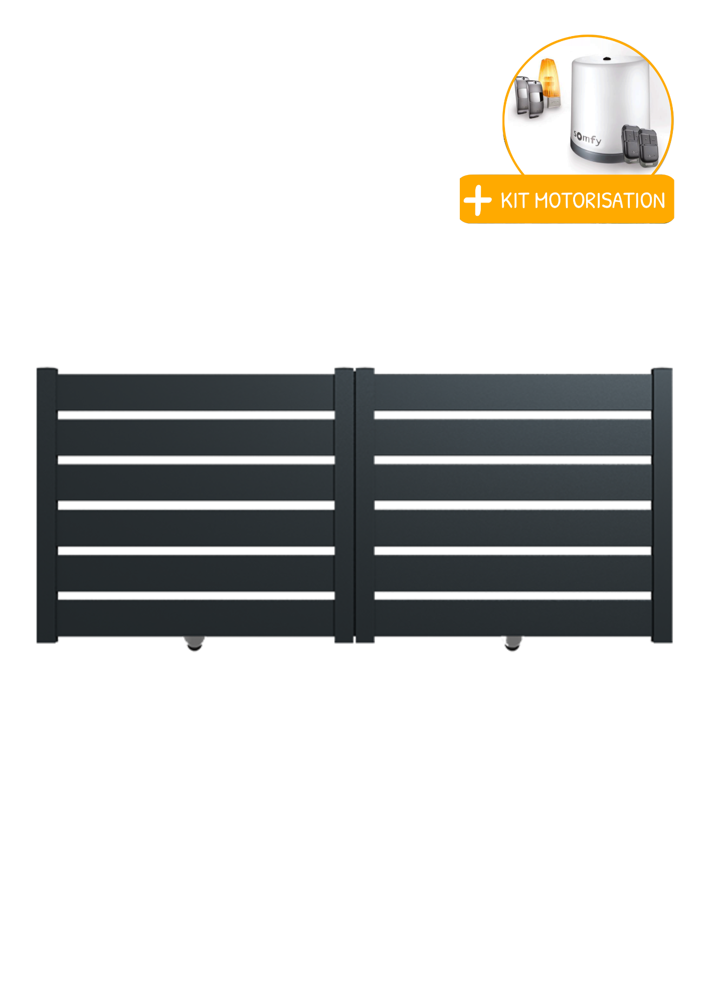 Portail Packit - Portail alu coulissant SAH en kit +MOT dim. L.3500 (entre piliers) X H.1500 mm  Gris (RAL 7016)