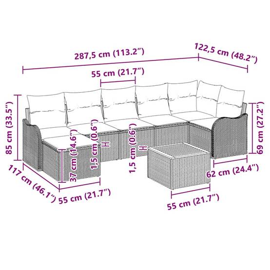 Set mobilier d'extérieur 8 éléments avec rangement pour balcon et patio Beige – ComfortXL Outdoor Living - Image 8