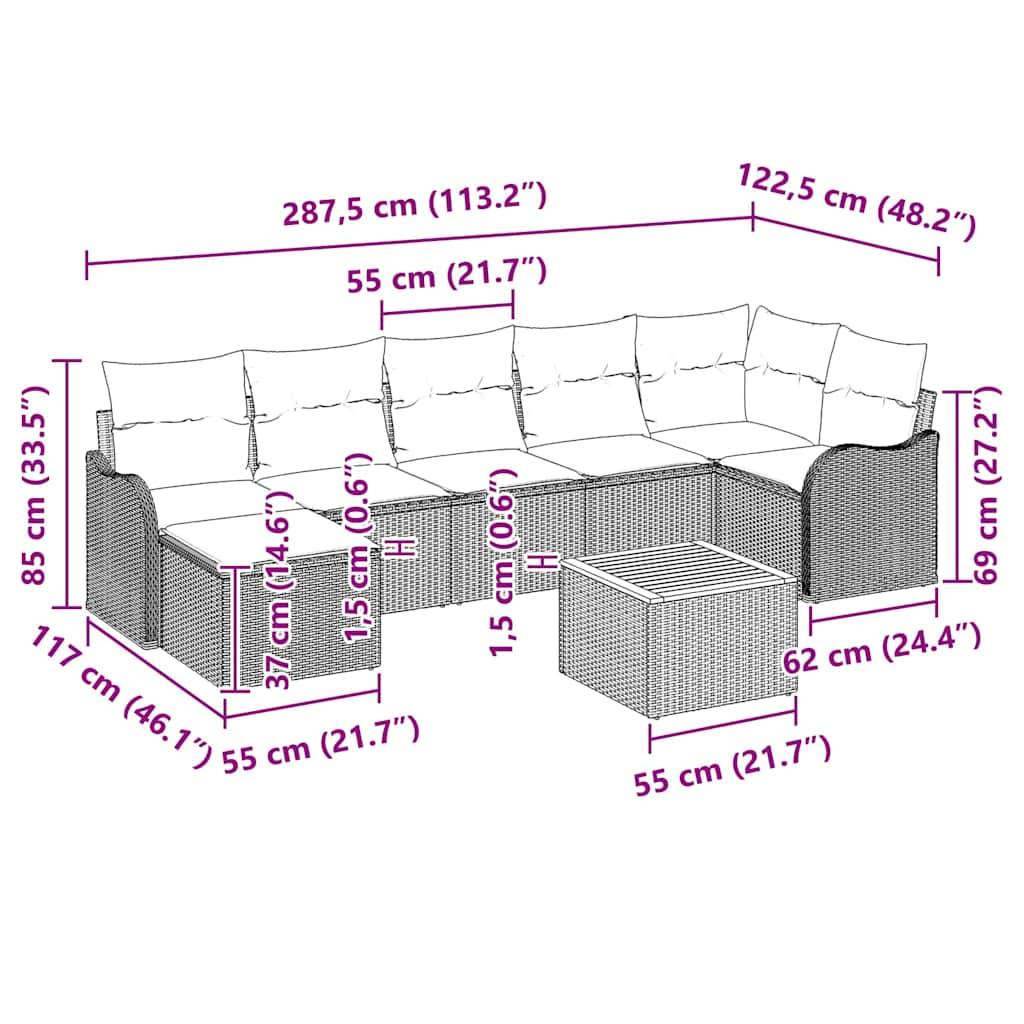 Set mobilier d'extérieur 8 éléments avec rangement pour balcon et patio Beige – ComfortXL Outdoor Living - Image 8