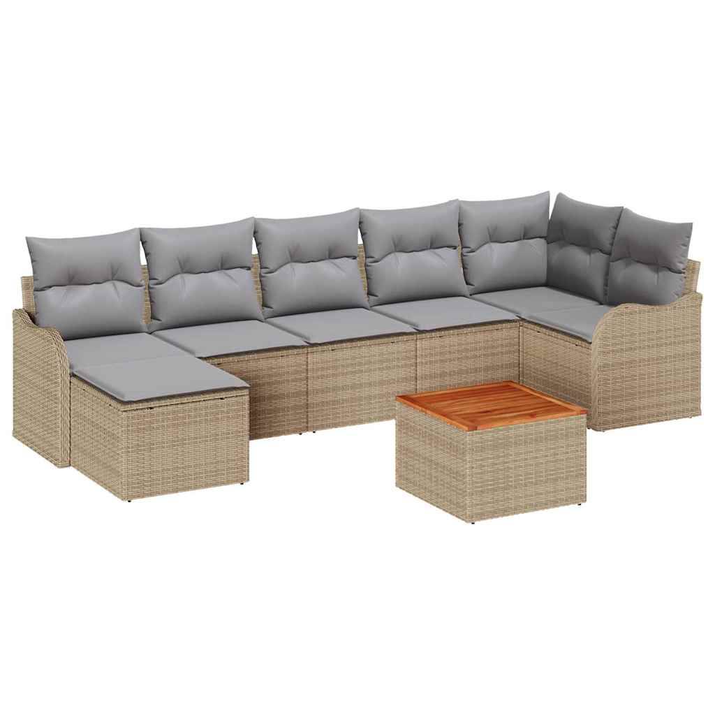 Set mobilier d'extérieur 8 éléments avec rangement pour balcon et patio Beige – ComfortXL Outdoor Living - Image 2