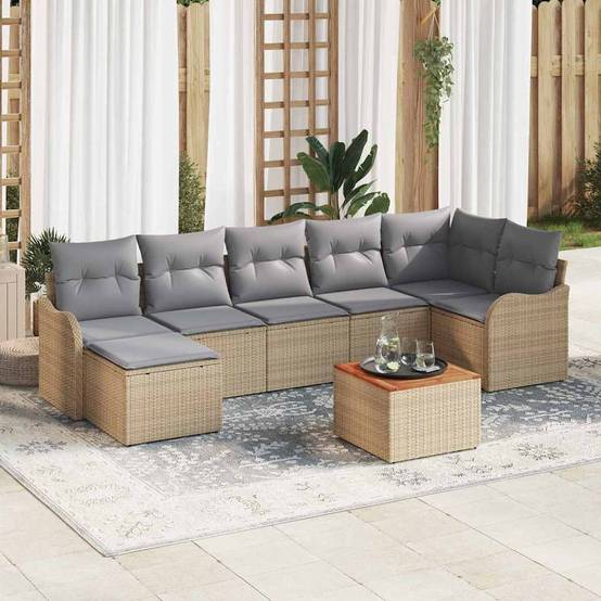 Set mobilier d'extérieur 8 éléments avec rangement pour balcon et patio Beige – ComfortXL Outdoor Living - Image 1