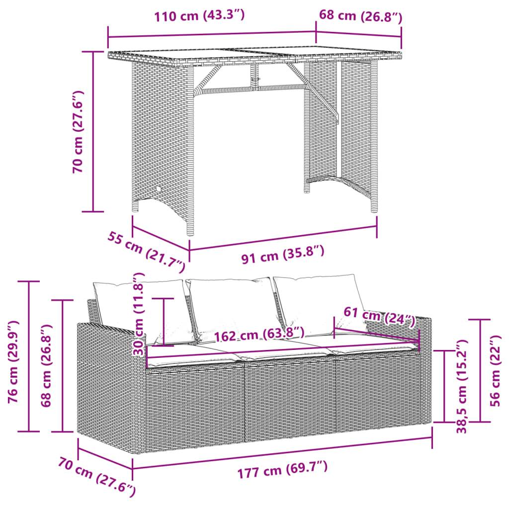 Vidaxl - Ensemble à manger de jardin et coussins 2 pcs beige poly rotin vidaXL 366338 - Image 3