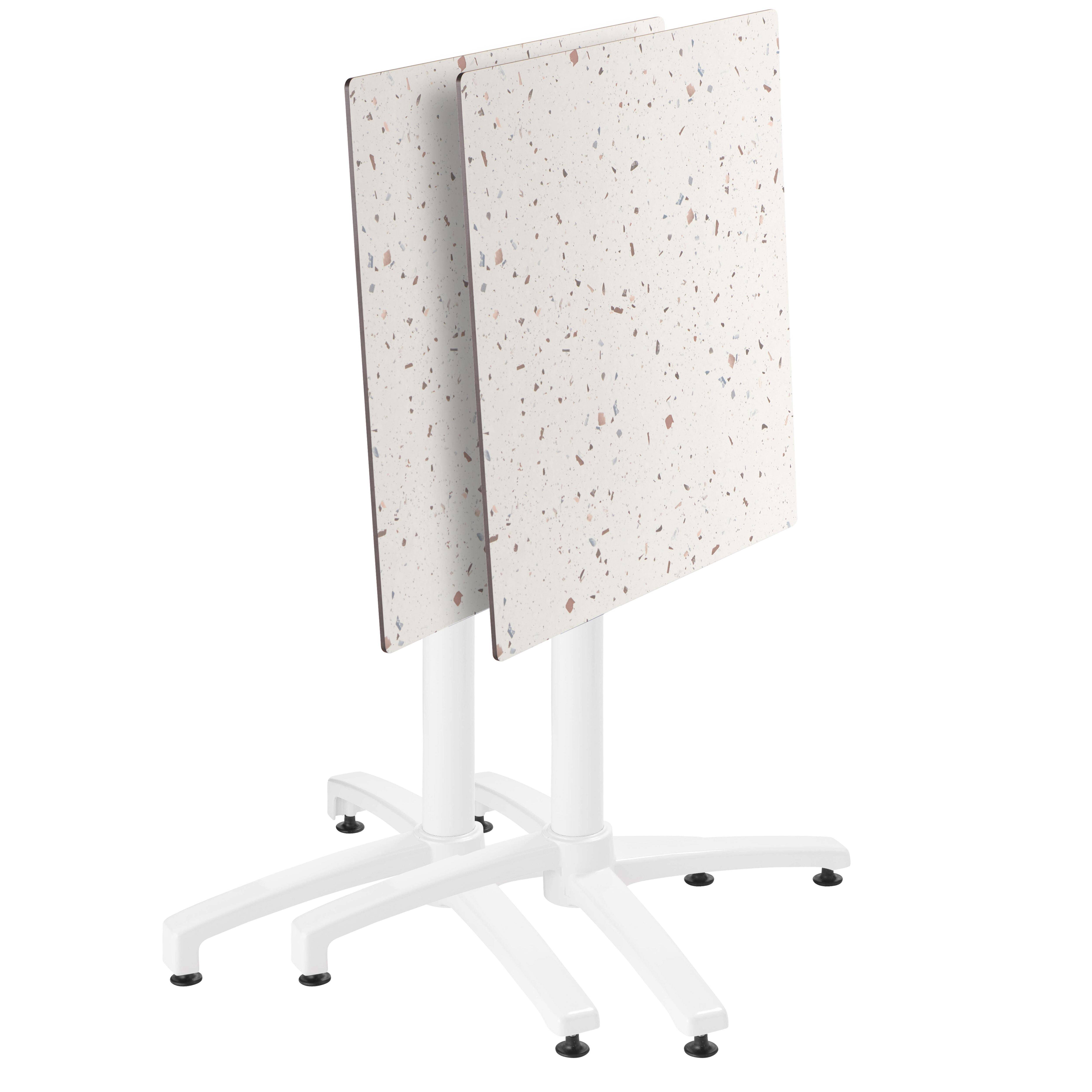 Oviala - Ensemble table 60 cm terrazzo et 4 chaises en métal gris - Oviala - Imagen 3