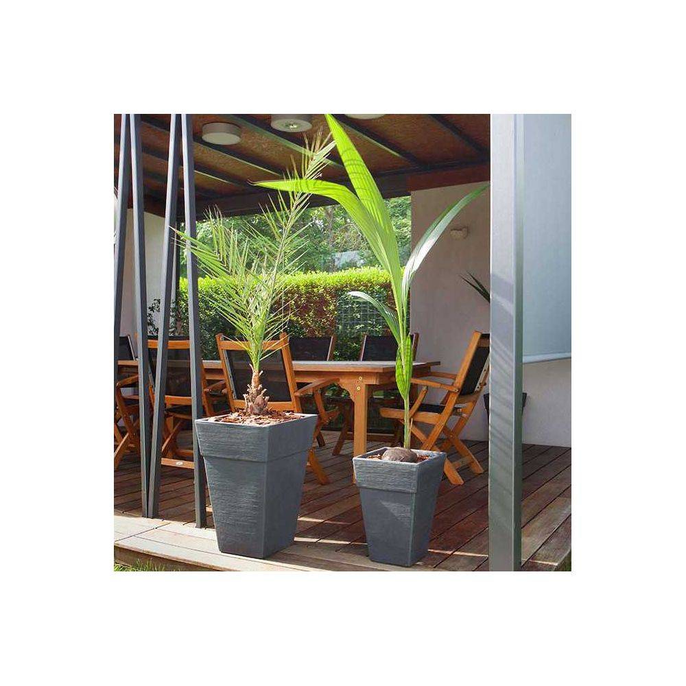 Roto - Jardinière en polyéthylène marron Quadro 29 x 29 x 43 cm - Imagen 2