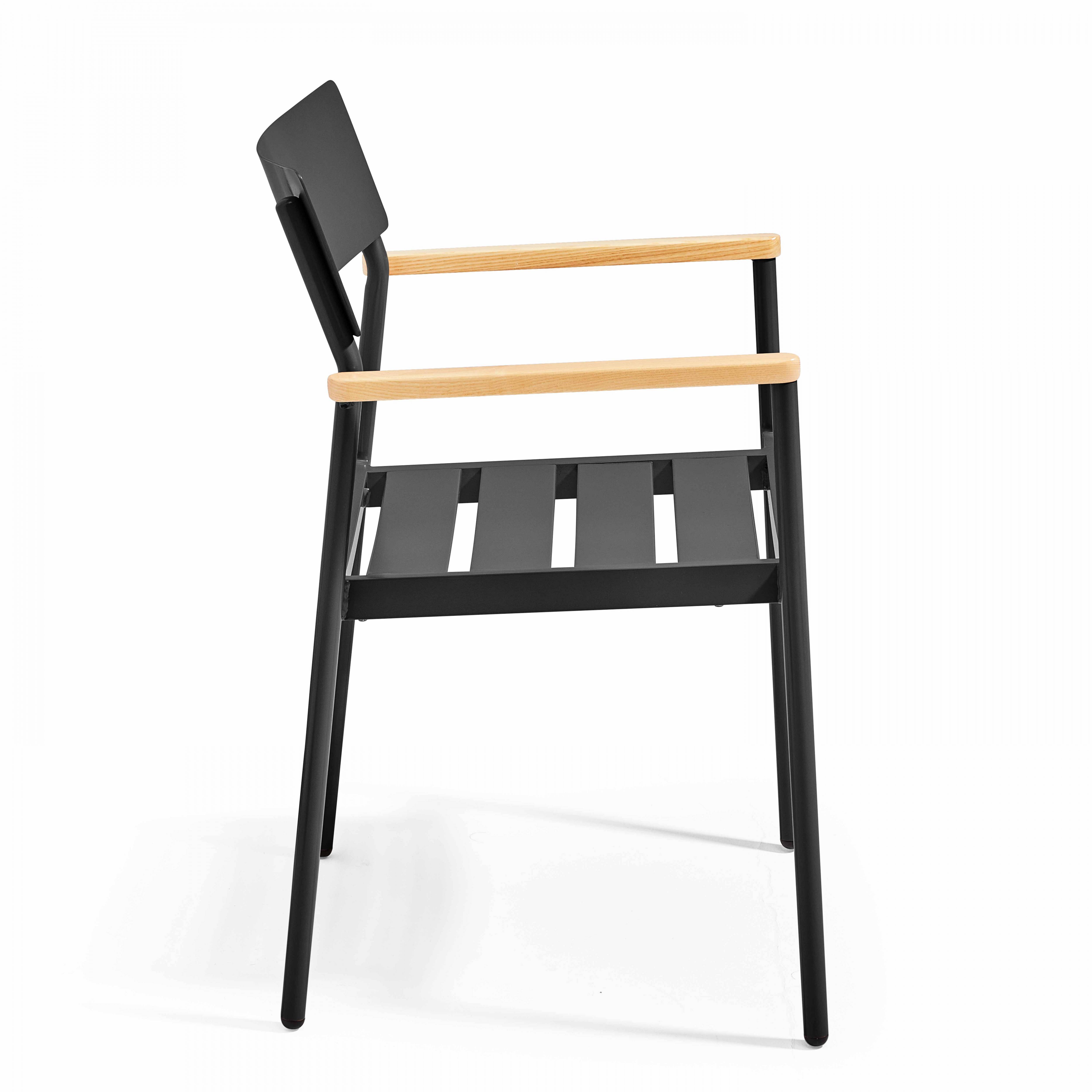 Oviala - Fauteuil de jardin en aluminium et bois noir
 Leeds - Oviala - Image 3