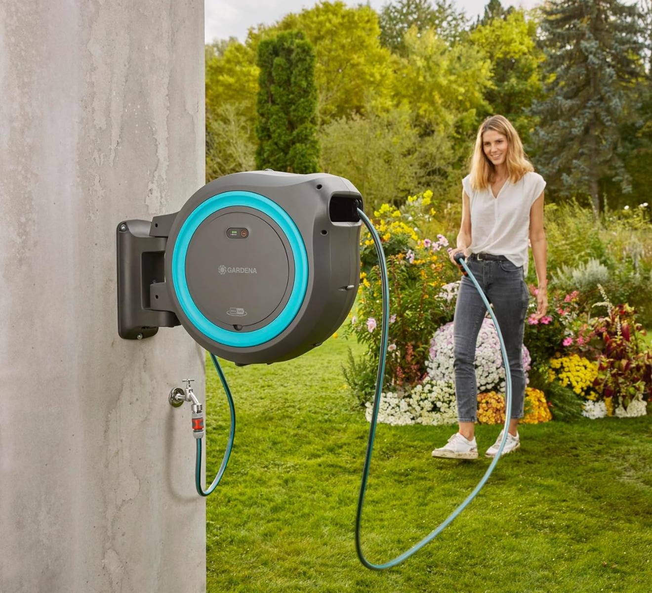 Gardena - Dévidoir automatique sur batterie PowerRoll XL -35 m - GARDENA - Bleu turquoise - 18640-20 - Image 6