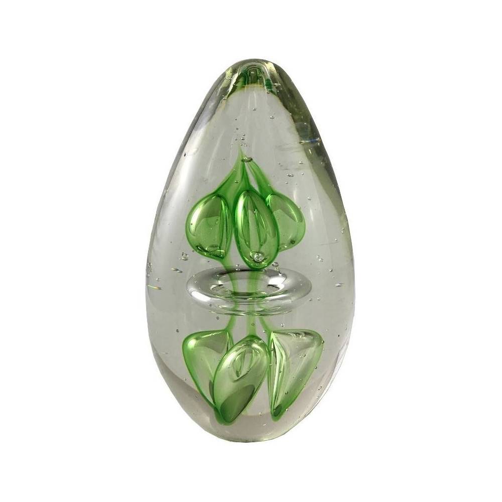 Presse papier sulfure "Anneaux" en verre vert 14 x 8 cm Chemin de campagne - Imagen 1