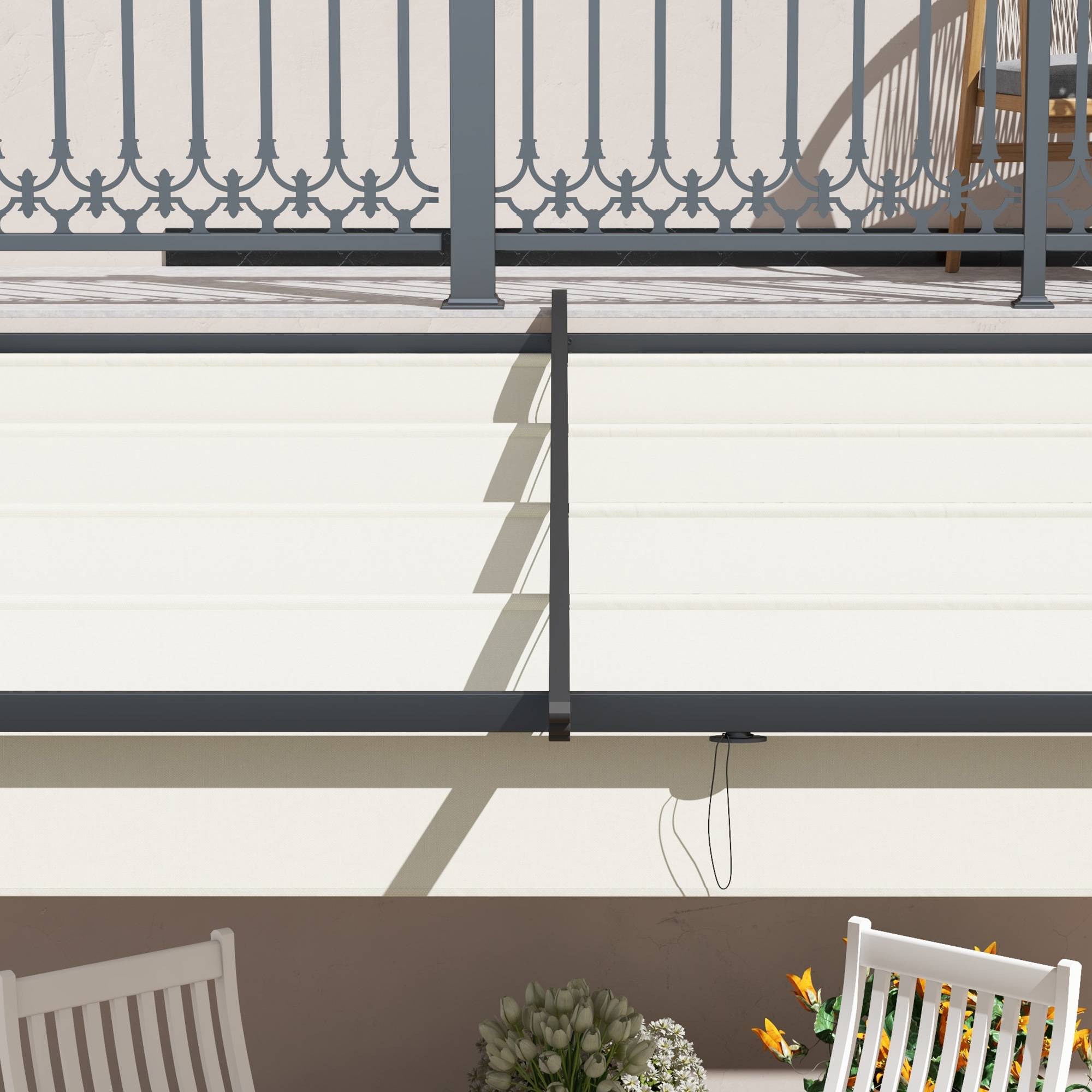 Pergola Adossée Métal Toit Rétractable 3x3m Crème Ombrage Terrasse - ComfortXL Outdoor Living - Image 7
