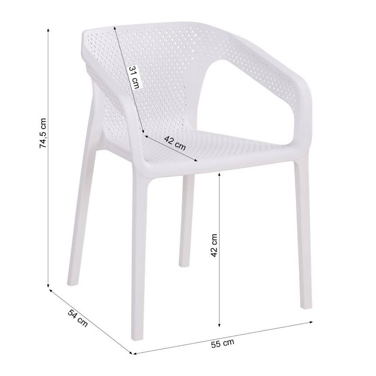 Ensemble de 4 chaises de jardin blanches élégantes et pratiques - Image 3