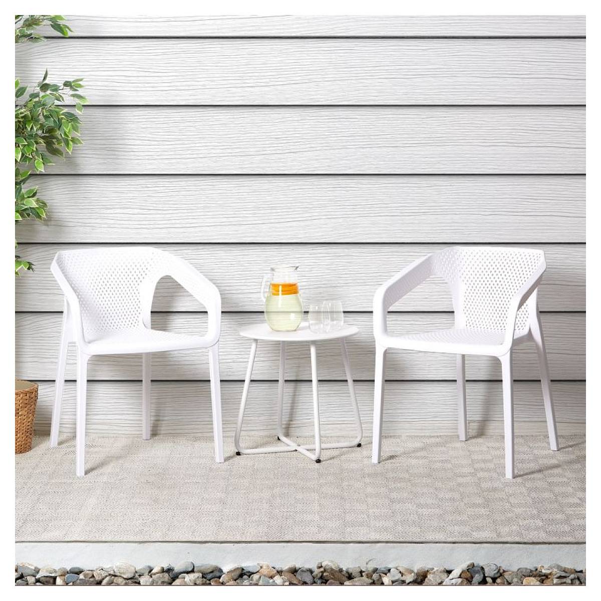 Ensemble de 4 chaises de jardin blanches élégantes et pratiques - Image 2