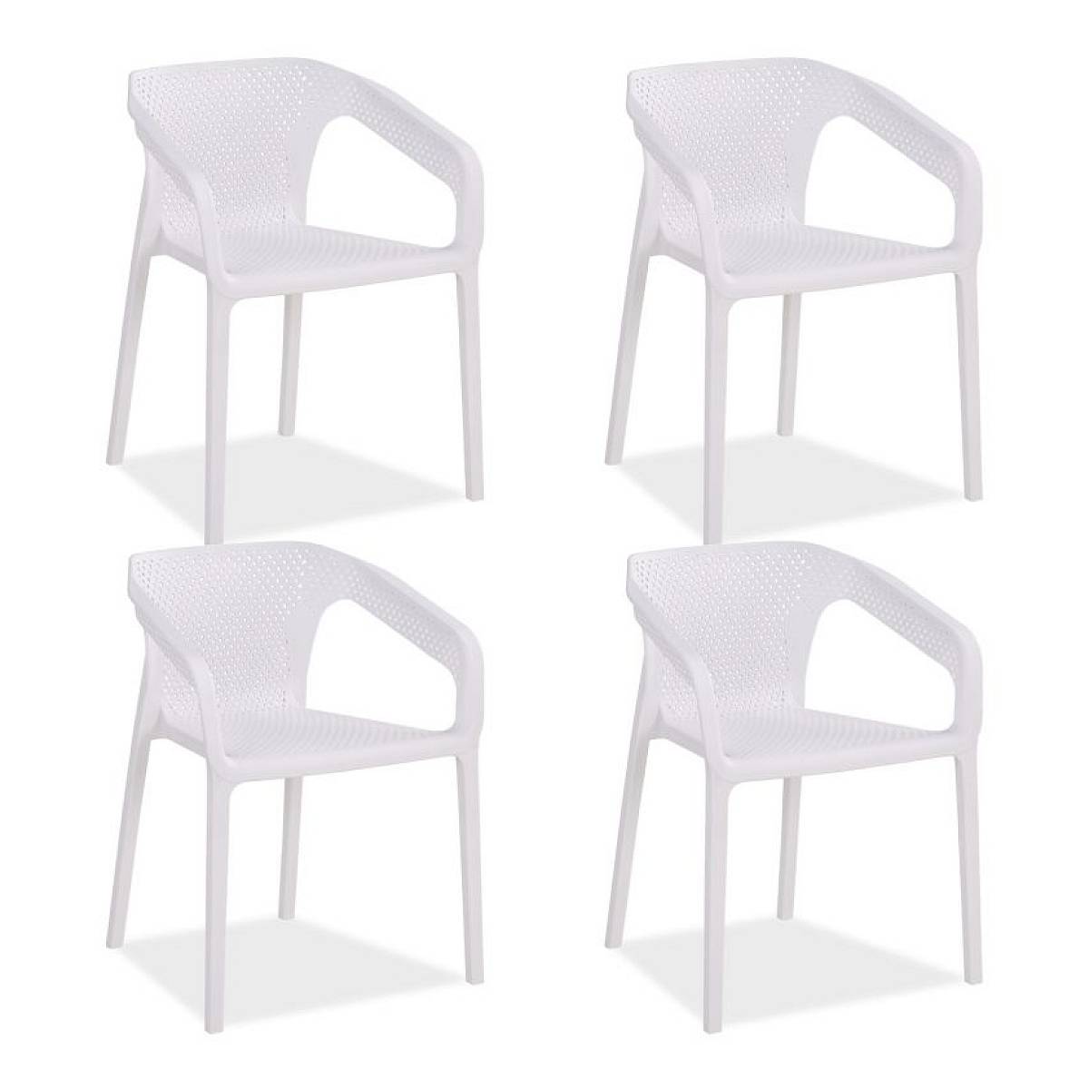 Ensemble de 4 chaises de jardin blanches élégantes et pratiques