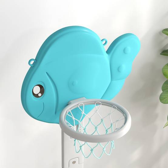 Panier de basket-ball pour enfants 5 en 1 hauteur réglable but de football balle de golf lancer d'anneaux bleu et gris - Image 10
