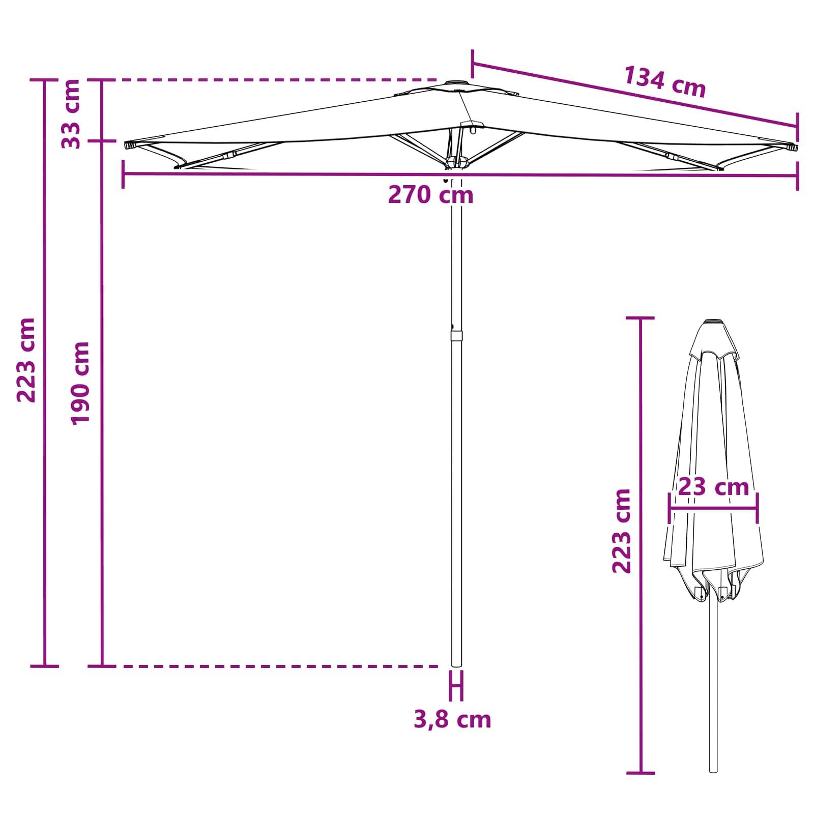 Parasol de jardin polyester et acier anthracite 269 x 269 x 223 cm - PANGIVO - Image 7