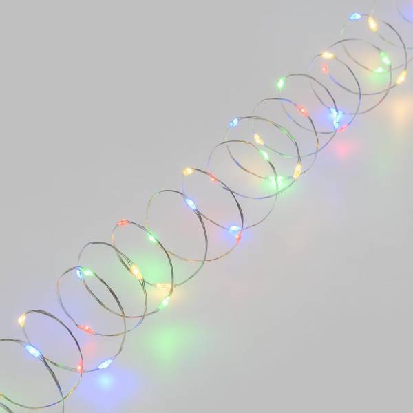 Lotti - Guirlande lumineuse à piles 8m 80 MicroLED multicolore 8 modes timer mémoire fil métal argenté IP44 Lotti - Imagen 4