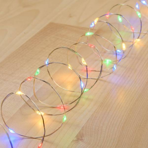 Lotti - Guirlande lumineuse à piles 8m 80 MicroLED multicolore 8 modes timer mémoire fil métal argenté IP44 Lotti - Imagen 1
