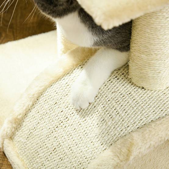 Arbre à chat MDF sisal intérieur tapis griffer balle suspendue 40x35x72cm crème - ComfortXL Outdoor Living - Image 10