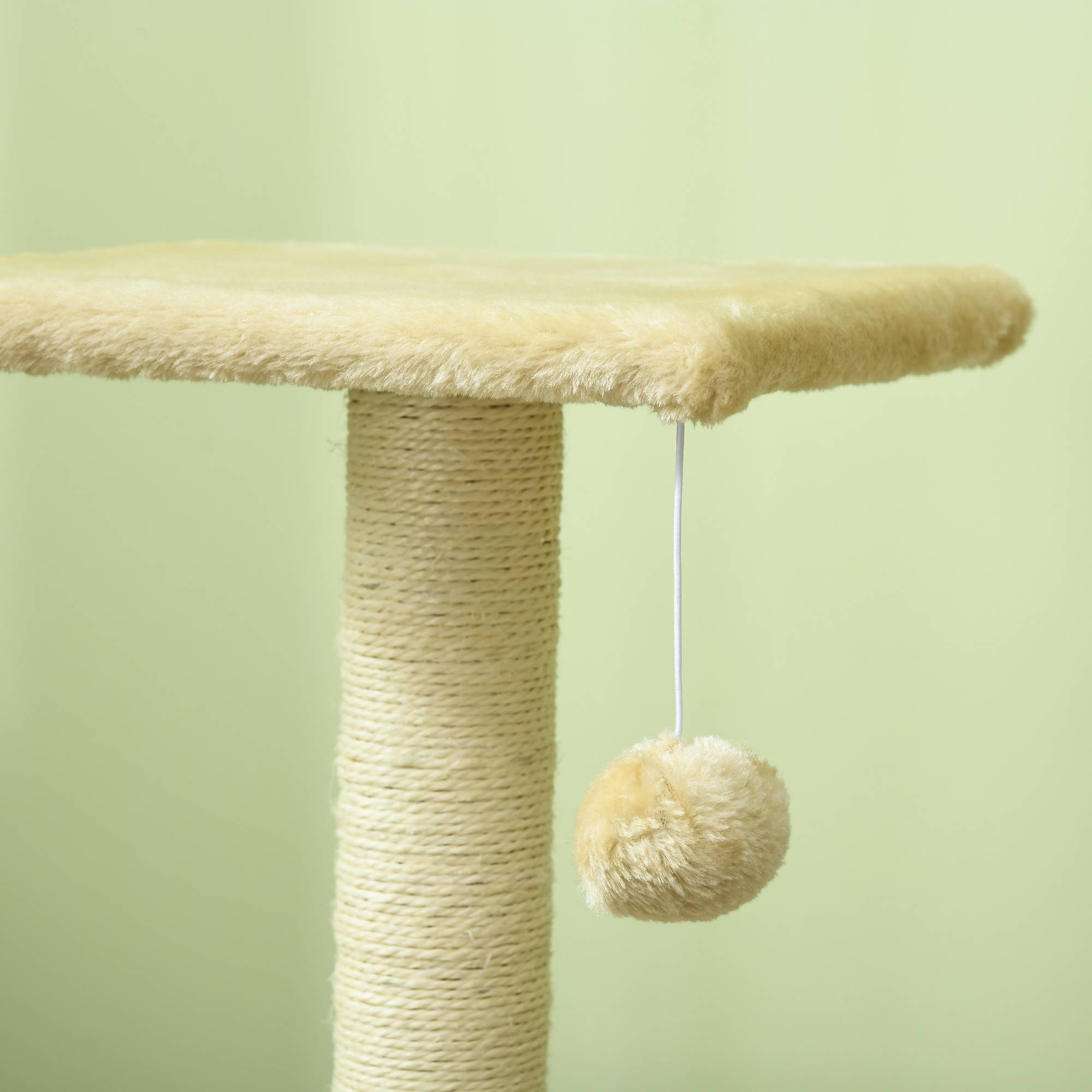 Arbre à chat MDF sisal intérieur tapis griffer balle suspendue 40x35x72cm crème - ComfortXL Outdoor Living - Image 9