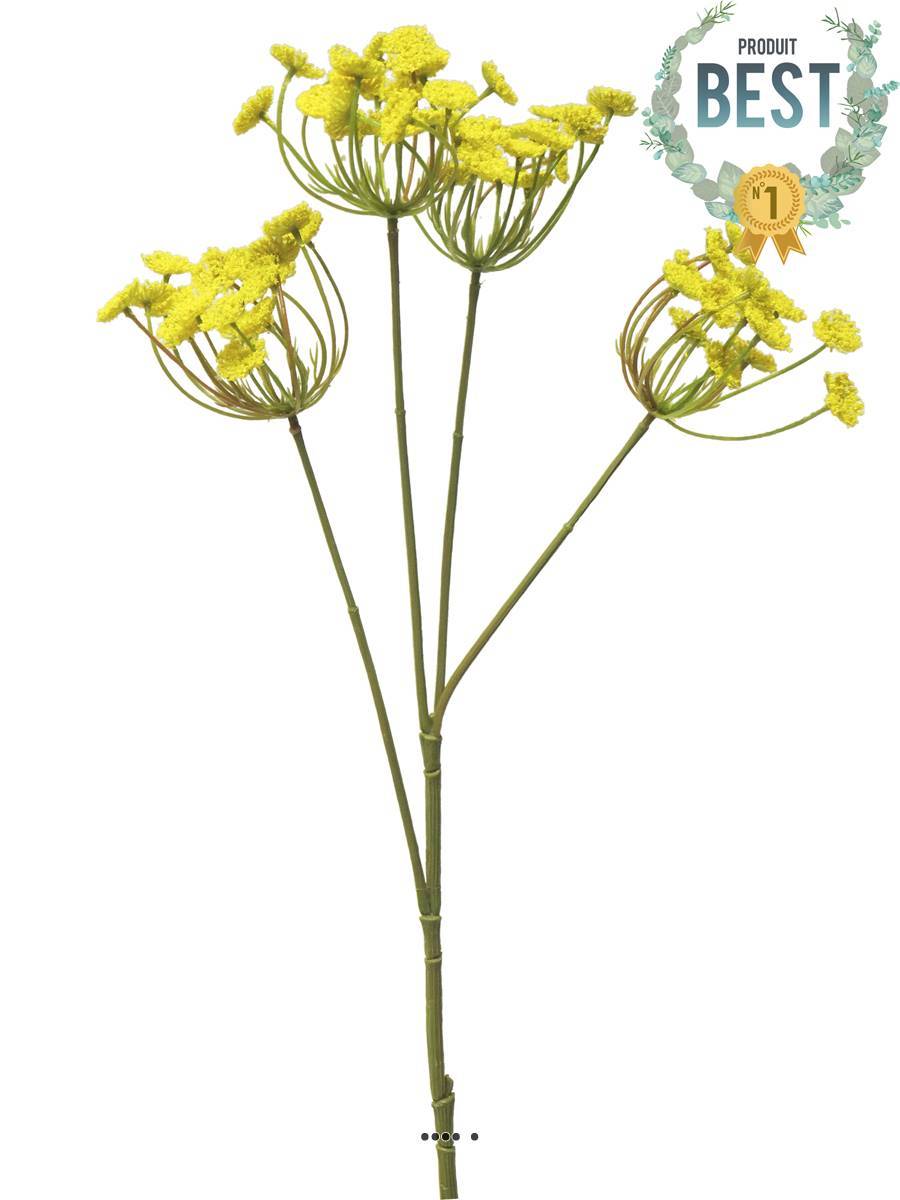 Artificielles - Fleur d&rsquo;Aneth artificielle en tige, 4 ramures, H 68 cm Jaune - BEST - couleur: Jaune - Imagen 1