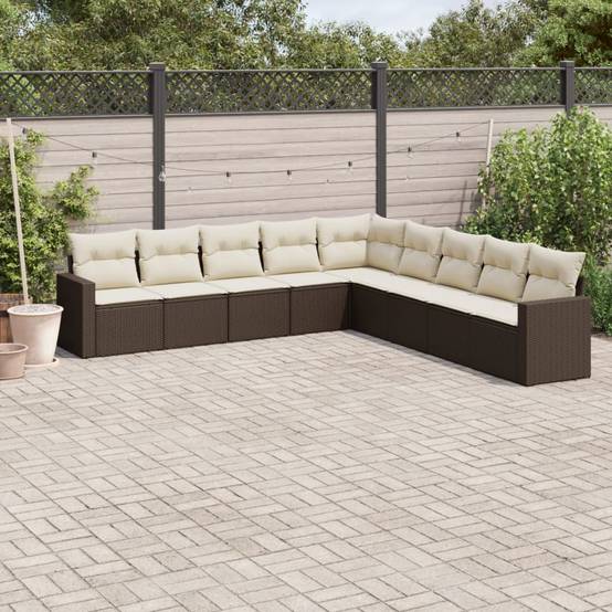 Salon de jardin bas 9 places en Résine Tressée avec Rangement Intégré pour Terrasse Marron – ComfortXL Outdoor Living - Image 1