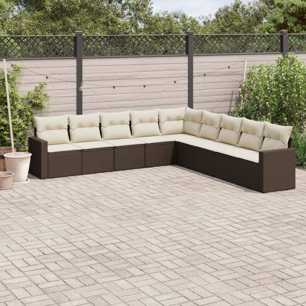 Salon de jardin bas 9 places en Résine Tressée avec Rangement Intégré pour Terrasse Marron – ComfortXL Outdoor Living - Image 1
