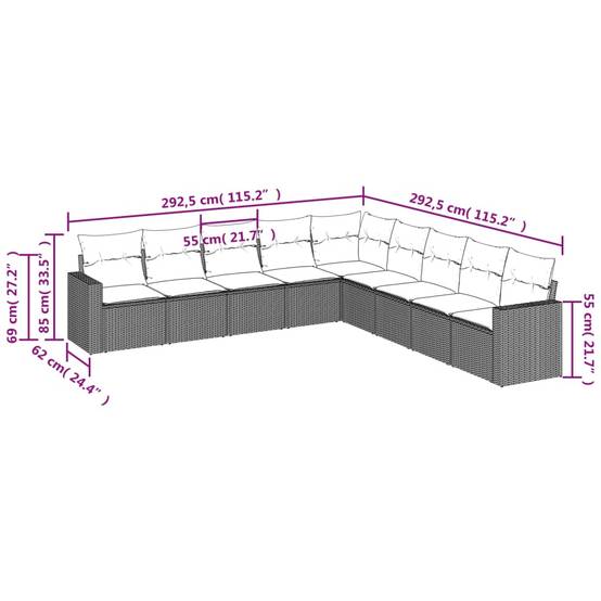 Salon de jardin bas 9 places en Résine Tressée avec Rangement Intégré pour Terrasse Marron – ComfortXL Outdoor Living - Image 3
