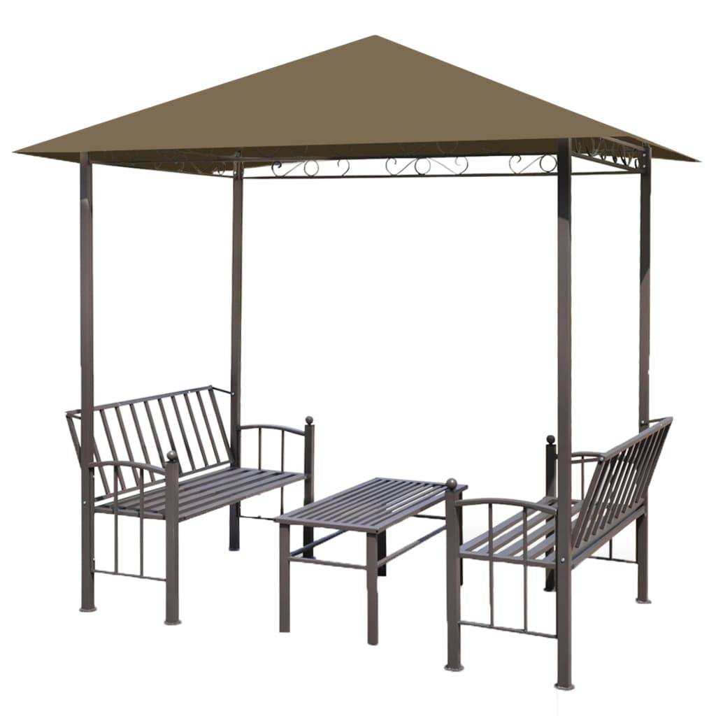 Vidaxl - Pavillon de jardin et table et bancs 2,5x1,5x2,4m Taupe 180g/m² vidaXL 312222 - Imagen 2