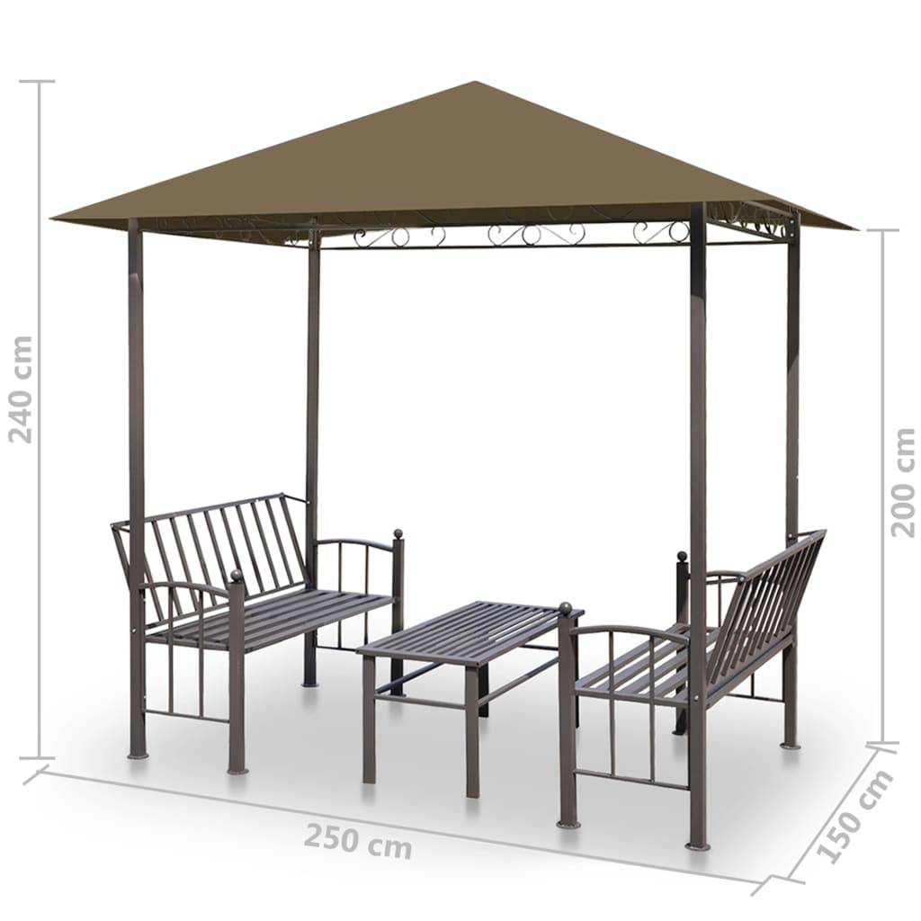 Vidaxl - Pavillon de jardin et table et bancs 2,5x1,5x2,4m Taupe 180g/m² vidaXL 312222 - Imagen 3