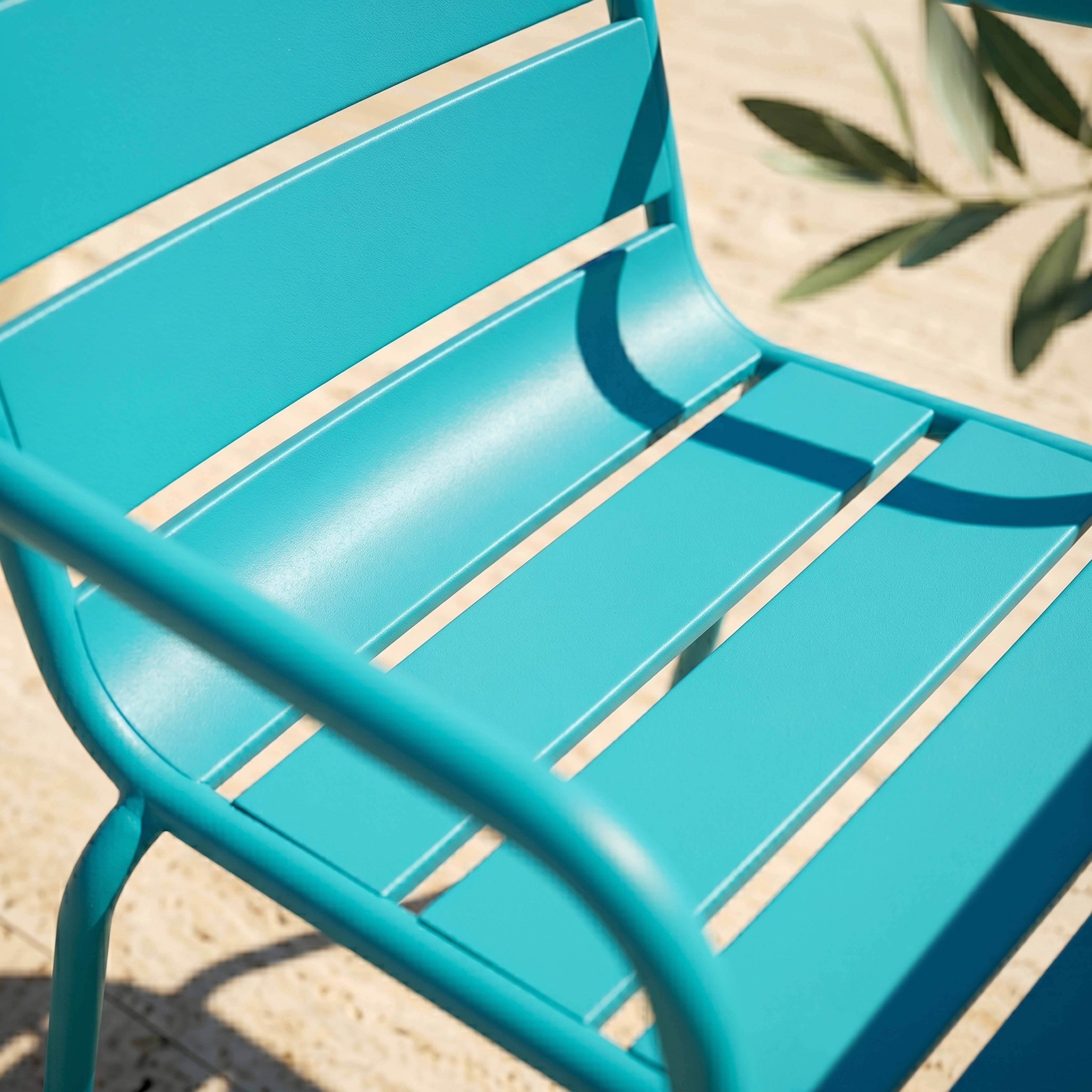 Oviala - Ensemble table de jardin carrée et 2 fauteuils acier bleu Palavas - Oviala - Image 5