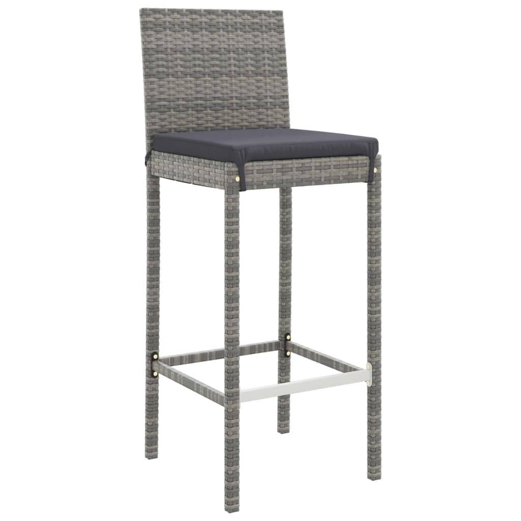 Helloshop26 - Ensemble de bar de jardin 11 pièces avec coussins gris poly rotin - Imagen 3