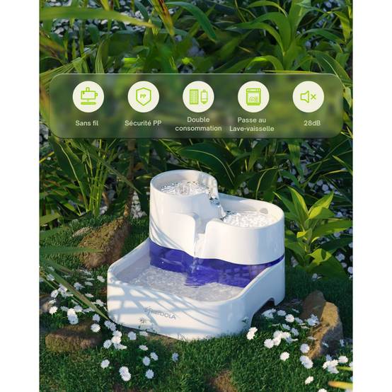 Fontaine à eau 3L – distributeur d'eau pour chats et chiens avec pompe sans fil et filtration avancée - APETDOLA - Image 2