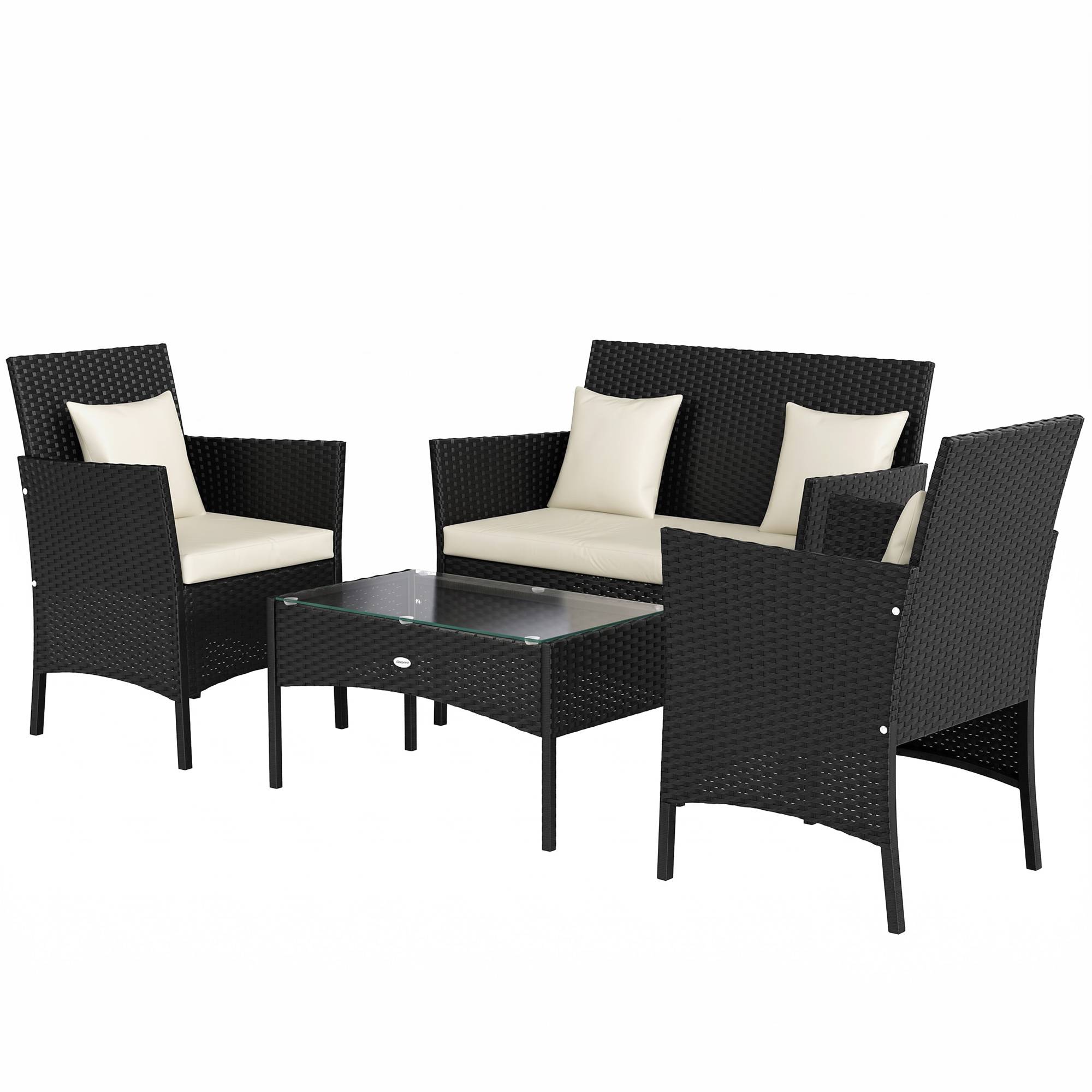 Sans Marque - Ensemble jardin rotin 4 pièces 2 chaises fauteuil 2 places table basse - Image 2
