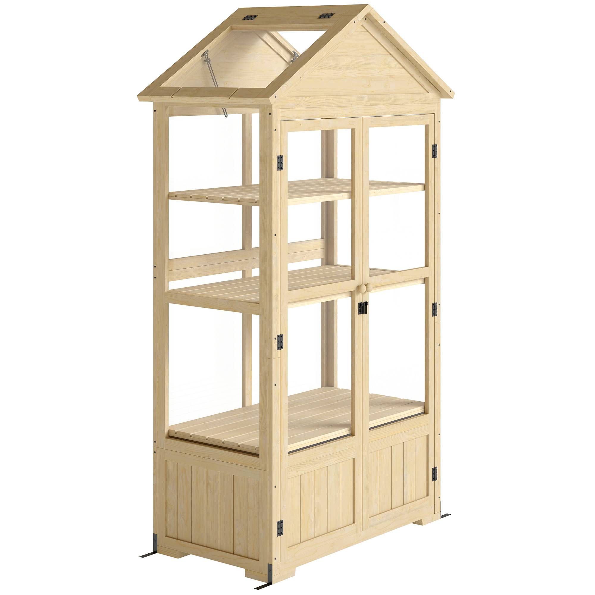 Sans Marque - Serre avec étagère, fenêtre de toit, porte verrouillable, acrylique, structure en bois, 100 x 56,5 x 178 cm - Image 1