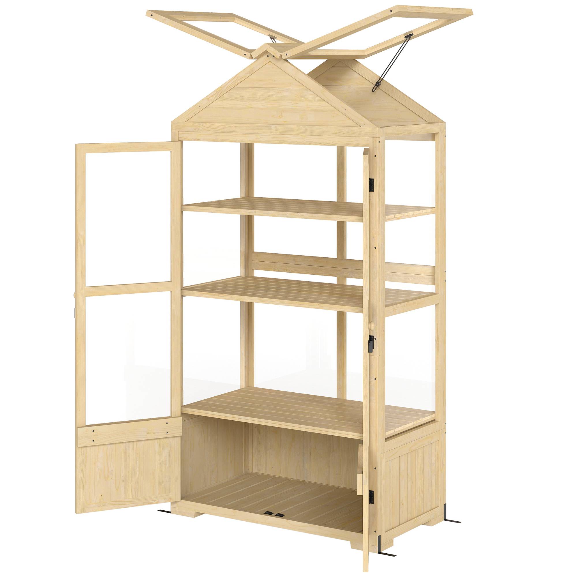 Sans Marque - Serre avec étagère, fenêtre de toit, porte verrouillable, acrylique, structure en bois, 100 x 56,5 x 178 cm - Image 2