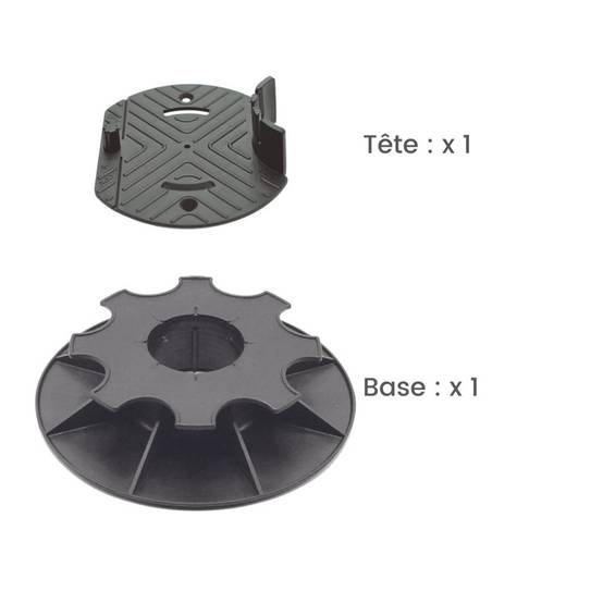 Jardinex - Plot terrasse bois réglable 5 - 8 cm - Noir - Jardinex - Imagen 2