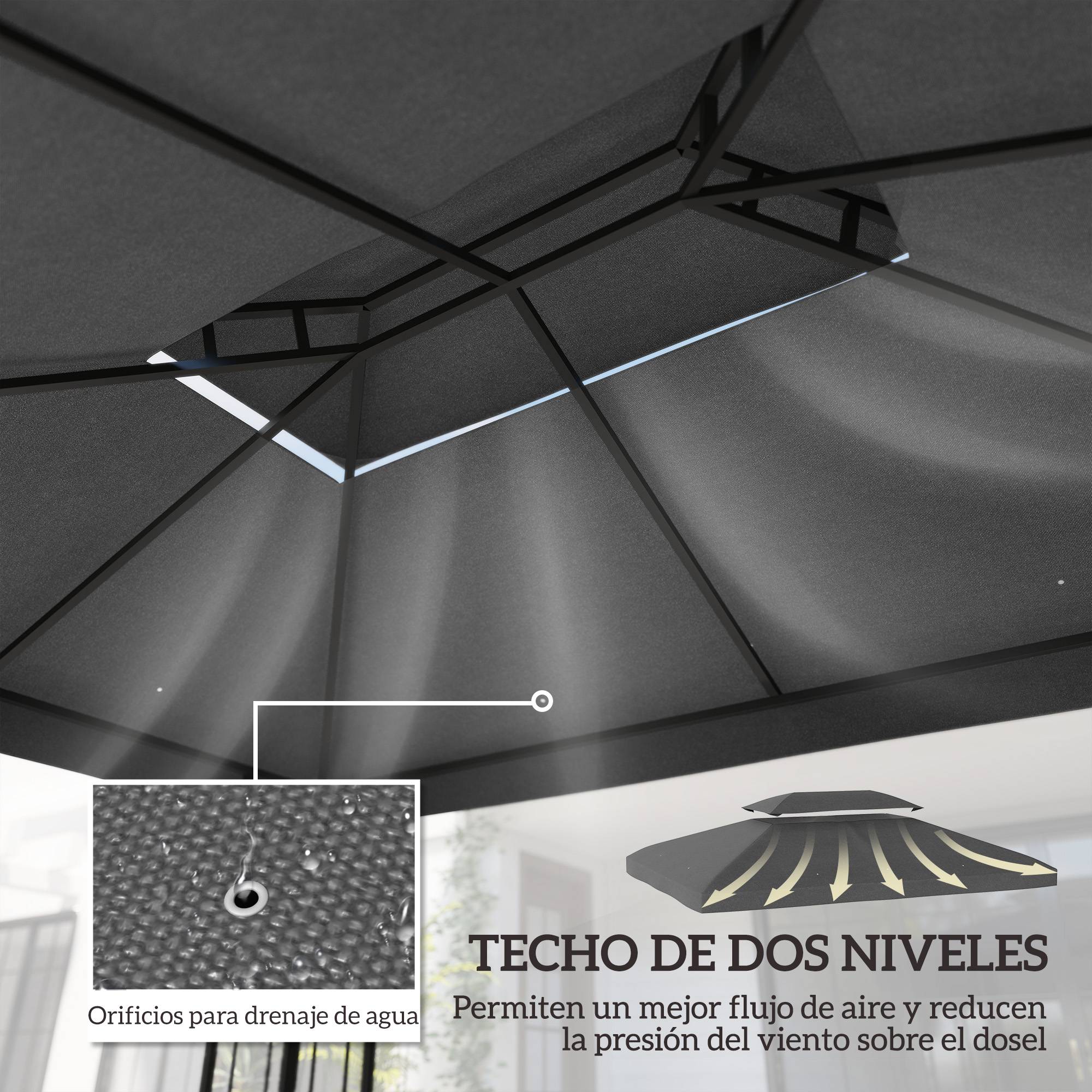 ComfortXL - Toile de Rechange pour Tonnelle Polyester Anti-UV pour Pergola 4x3 m Gris Foncé - ComfortXL Outdoor Living - Image 6