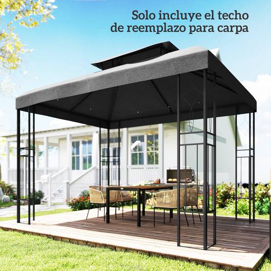 ComfortXL - Toile de Rechange pour Tonnelle Polyester Anti-UV pour Pergola 4x3 m Gris Foncé - ComfortXL Outdoor Living - Image 10