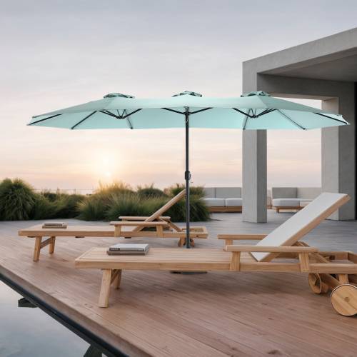 ComfortXL - Parasol Double Rectangulaire XXL Jardin Manivelle 453cm Vert Clair - ComfortXL Outdoor Living - Image 1