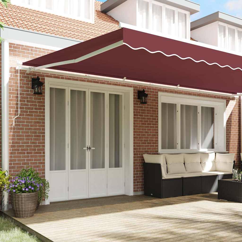 Store banne manuel aluminium anti-UV pour terrasse et balcon 600x300 cm bordeaux - ComfortXL Outdoor Living - Image 3