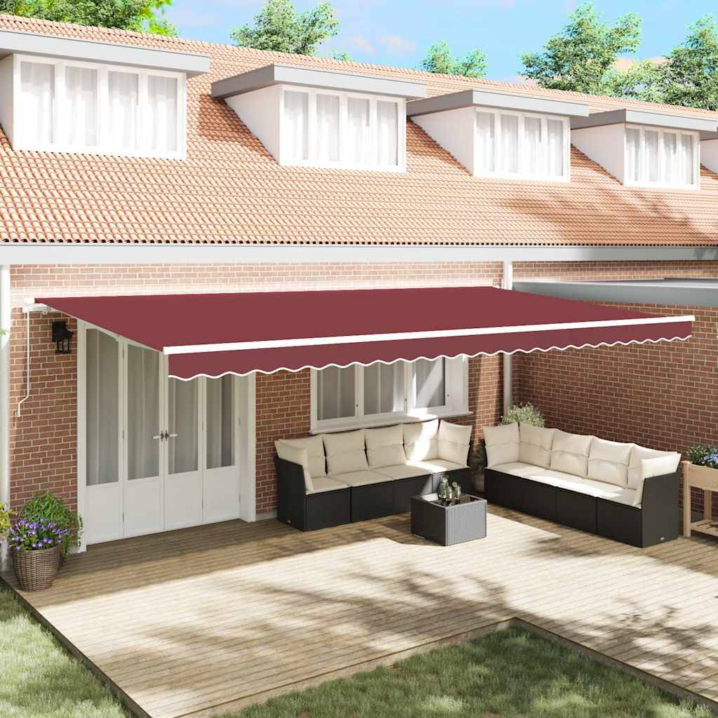 Store banne manuel aluminium anti-UV pour terrasse et balcon 600x300 cm bordeaux - ComfortXL Outdoor Living - Image 1